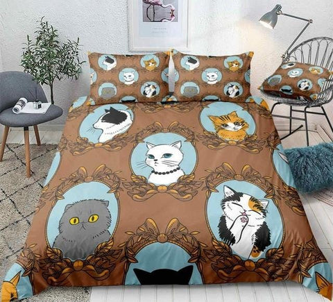 Image of Different Cat Brown Bedding Set - Beddingify