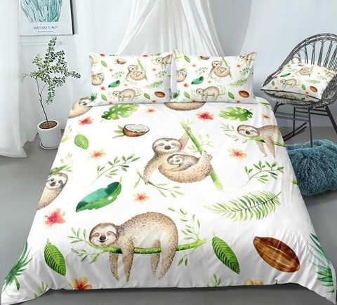 Image of Different Forms Cute Sloth Bedding Set - Beddingify