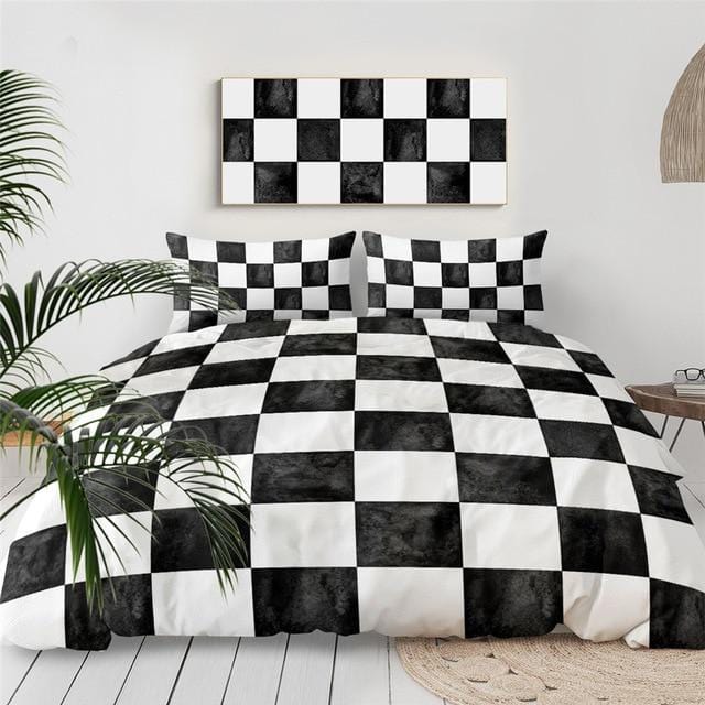 Black and White Chess Board Bedding Set - Beddingify