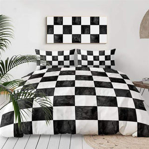 Black and White Chess Board Comforter Set - Beddingify