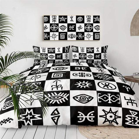 Image of Black and White Chess Board Comforter Set - Beddingify