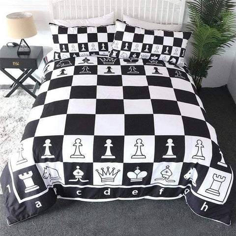 Image of Black and White Chess Board Comforter Set - Beddingify