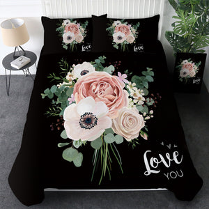 Black Bacground Roses Bedding Set - Beddingify