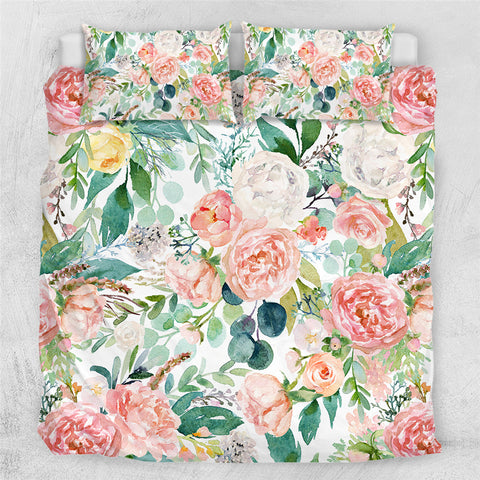 Image of Painting Pastel Flowers Bedding Set - Beddingify