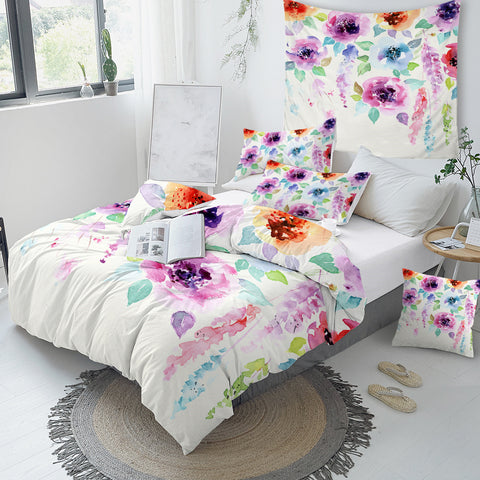 Image of Purple Floral Bedding Set - Beddingify