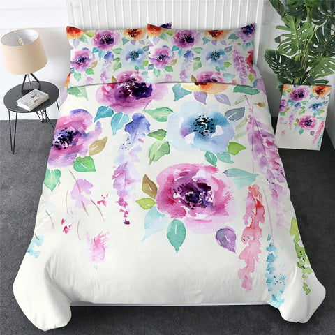 Image of Purple Floral Comforter Set - Beddingify