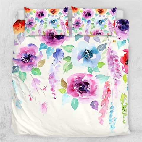 Image of Purple Floral Comforter Set - Beddingify