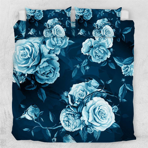 Image of Blue Roses Comforter Set - Beddingify