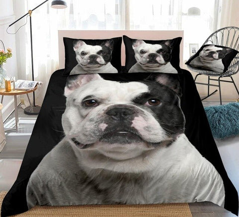 Image of 3D Black White Bulldog Bedding Set - Beddingify