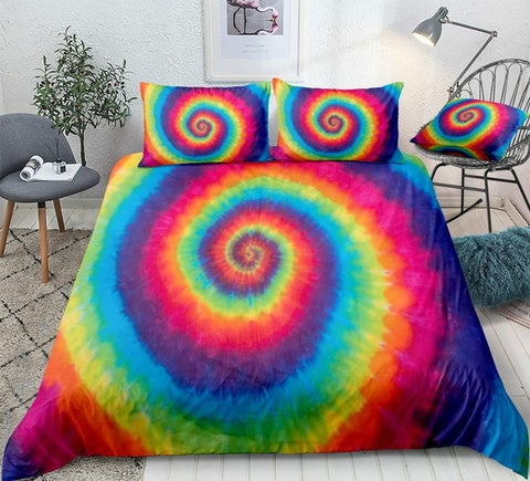 Image of Hippie Rainbow Tie Dye Bedding Set - Beddingify