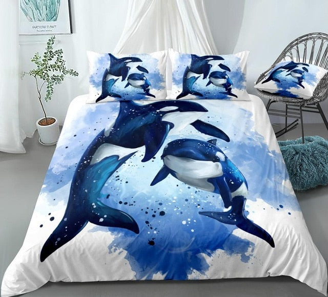 Blue Ocean Whale Bedding Set - Beddingify