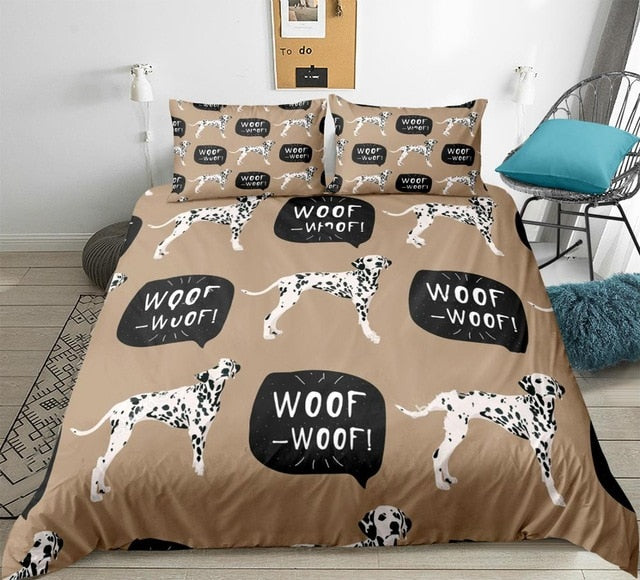 Black White Dogs Woof-Woof Bedding Set - Beddingify