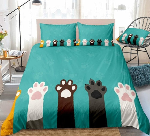 Cartoon Cat Paws Bedding Set - Beddingify