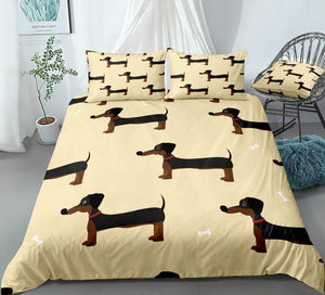 Cartoon Sausage Dogs Bedding Set - Beddingify