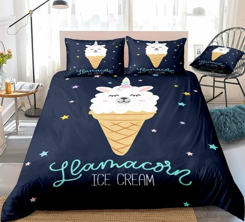 Image of Cartoon Alpaca Ice-Cream Bedding Set - Beddingify