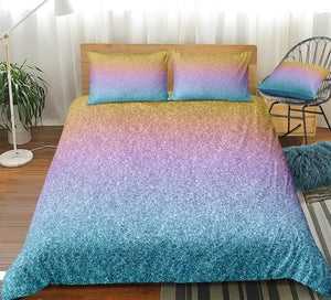 Yellow Blue Multicolored Glitter Bedding Set - Beddingify