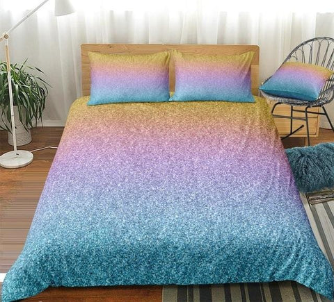 Image of Yellow Blue Multicolored Glitter Bedding Set - Beddingify