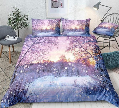 Image of Forest Trees and Sunrise Bedding Set - Beddingify