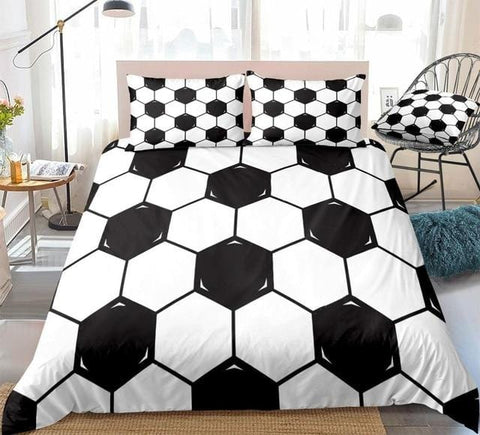 Image of Black White Geometric Sports Ball Bedding Set - Beddingify