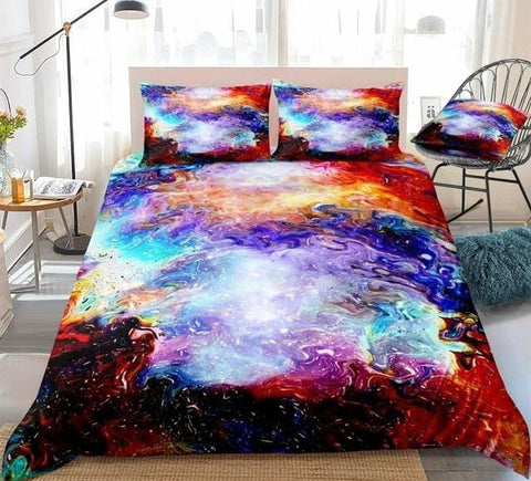 Image of Colorful Cosmic Space and Stars Bedding set - Beddingify