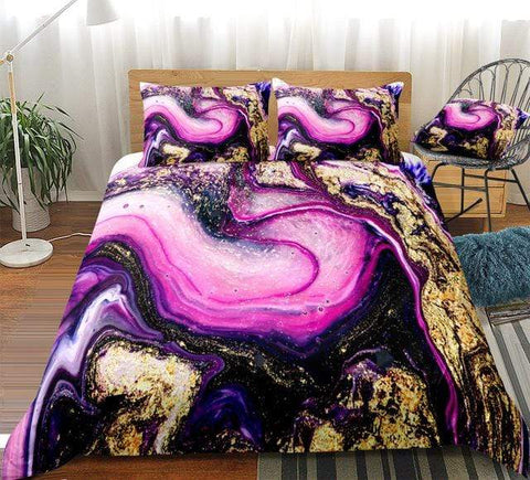 Image of Pink Purple Tie Dyed Comforter Set - Beddingify