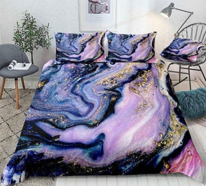 Purple Gold Luxury Marble Bedding Set - Beddingify