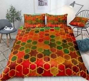 Watercolor Geometric Colorful Mosaic Bedding Set - Beddingify