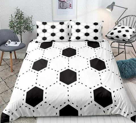 Image of Black White Soccer Ball Bedding Set - Beddingify