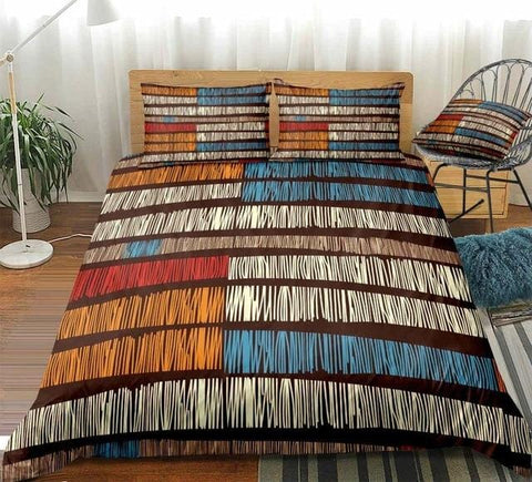 Image of Colorful Fringed Lines Bedding Set - Beddingify