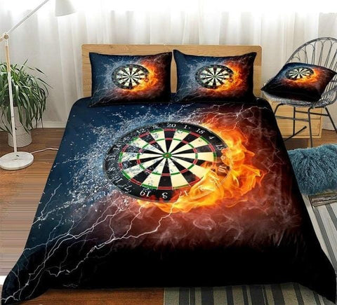 Image of Darts Board on Fire and Water Bedding Set - Beddingify