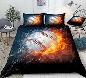 Baseball on Fire and Water Lightning Bedding Set - Beddingify