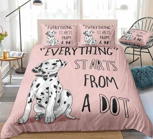 Cartoon Dog Pink Bedding Set - Beddingify