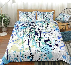 Watercolor Splatter Black Blue Bedding Set - Beddingify