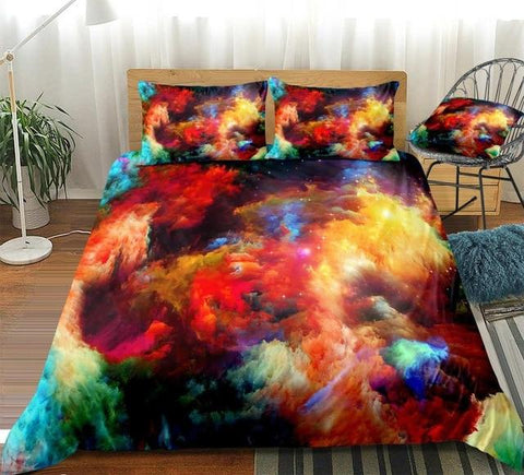 Image of 3D Galaxy Colorful Clouds Bedding Set - Beddingify