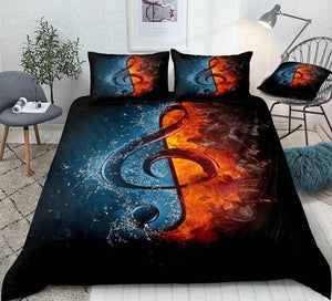 Music Note in Fire and Water Bedding Set - Beddingify