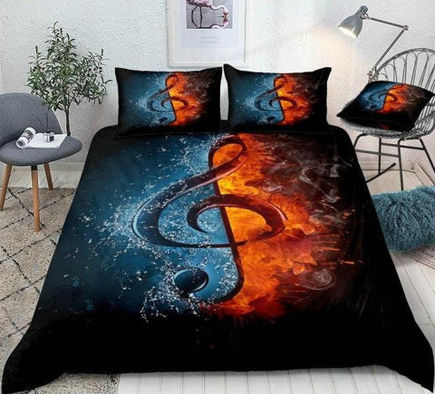 Image of Music Note in Fire and Water Bedding Set - Beddingify