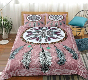 Boho Colored Feathers Dreamcatcher Bedding Set - Beddingify