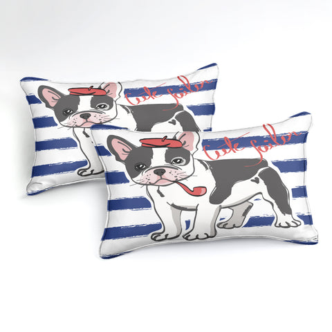 Image of Cute Bulldog Stripe Bedding Set - Beddingify