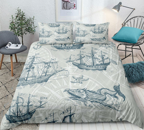 Image of Nautical Decor Sailboat Bedding Set - Beddingify