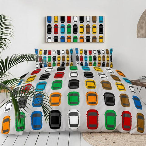 Image of Multicolored Cars Comforter Set - Beddingify