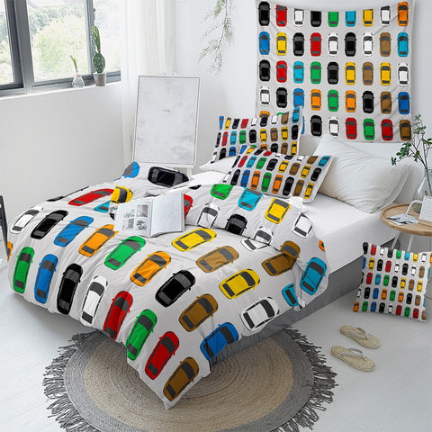 Image of Multicolored Cars Bedding Set - Beddingify