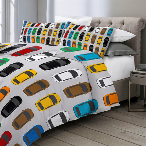 Image of Multicolored Cars Comforter Set - Beddingify