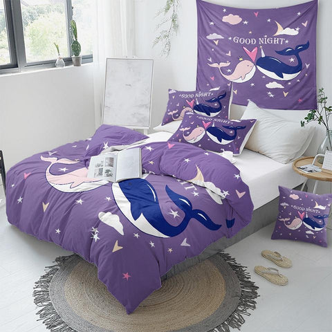 Image of Whale Couple Comforter Set - Beddingify