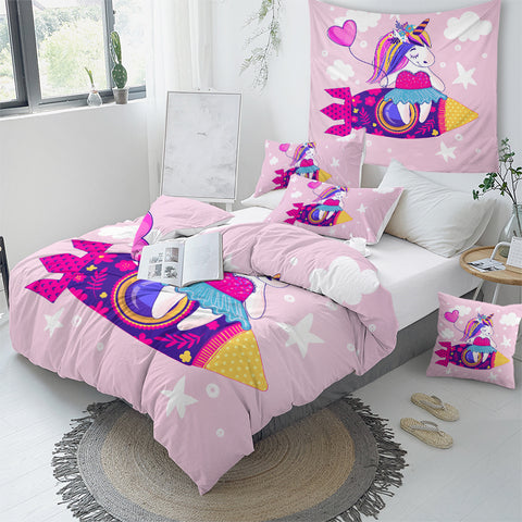 Image of Funny Unicorn Girly Bedding Set - Beddingify