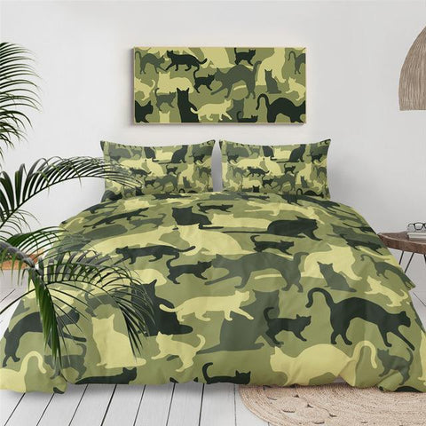 Image of Camo Cat Comforter Set for Kids - Beddingify