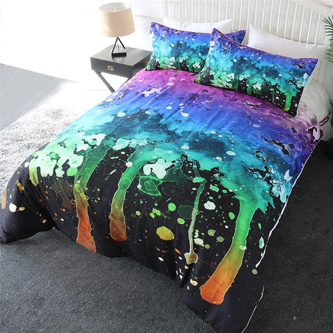 Image of Blue Splatter Comforter Set - Beddingify