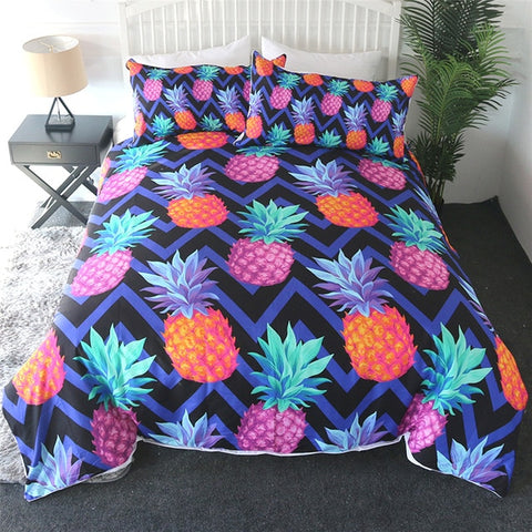 Image of Blue Pineapple Bedding Set - Beddingify