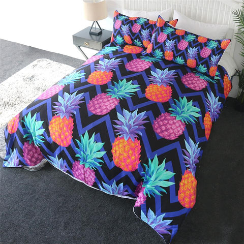 Image of Blue Pineapple Comforter Set - Beddingify