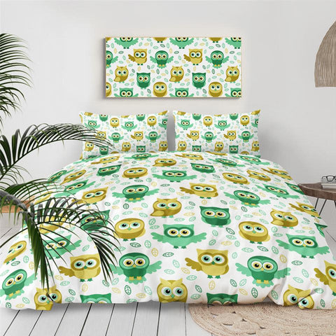 Image of Cartoon Owl Comforter Set for Kids - Beddingify