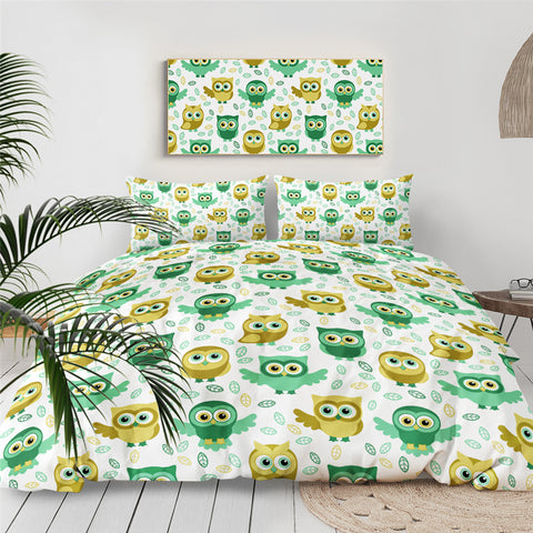 Image of Cartoon Owl Bedding Set for Kids - Beddingify